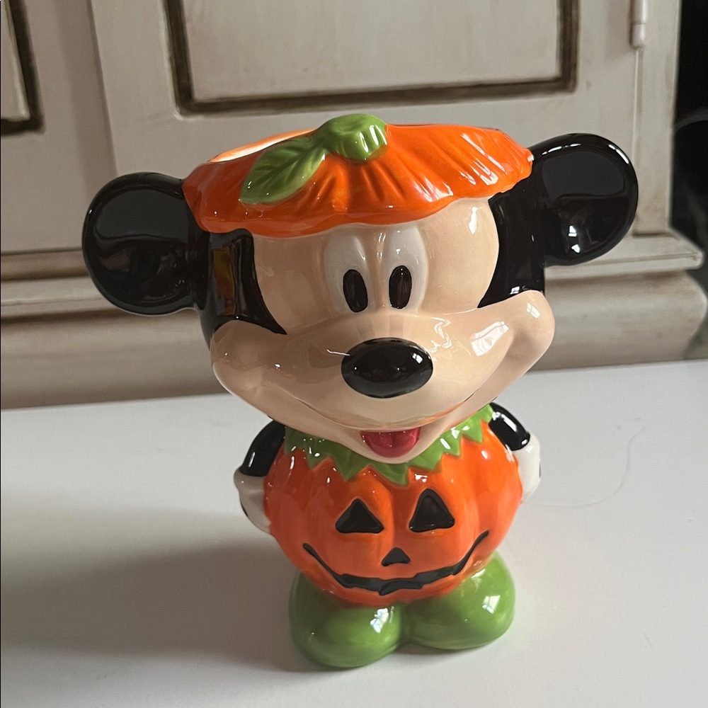 Disney Galerie Mickey Mouse HALLOWEEN Jack o' Lantern Candy Dish Planter figure